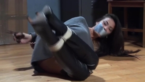 Erotic brunette hogtied solo