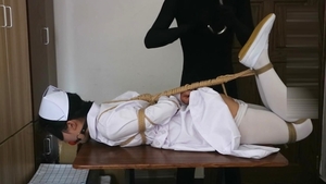 Japanese in sexy stockings bondage