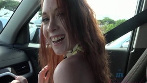 Redhead Athena Rayne POV sucking cock outdoors