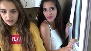 Small boobs & skinny Sofie Reyez cumshot during sleepover