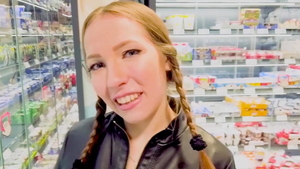 Tongue kissing during oktoberfest together with teen