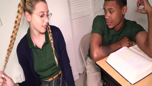 Hard slamming alongside large boobs teen