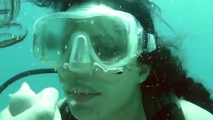 Blowjob cum in the pool