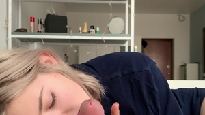 Big boobs & busty blonde babe cock sucking