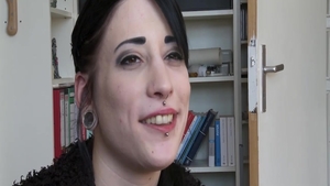 Busty emo masturbating during interview