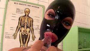 Very hot lesbians in latex pussy eating