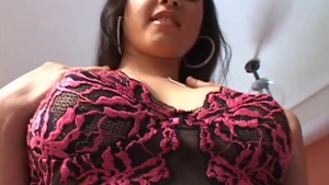 Big boobs latina brunette getting facial