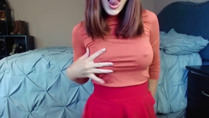 Girl toys action piercing in tight stockings solo