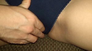 Petite girlfriend takes a large dildo
