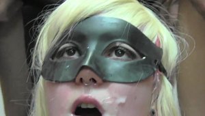 Bukkake on Halloween young spanish wearing mask