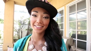 Beautiful ebony brunette jerking BBC