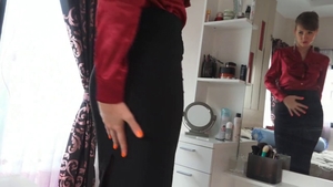 Rough nailing natural cougar in skirt