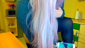 Huge amateur playing with toys live on webcam