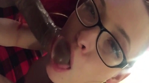 POV deepthroat along with inked amateur