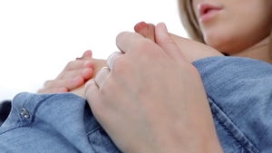 Solo shaved girl masturbating