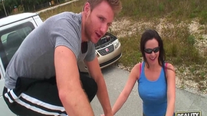 Daisy Duxxx handjob outdoors