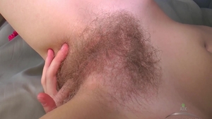 Hairy babe masturbating