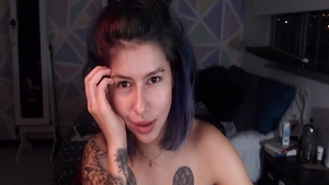 Tattooed and kinky masturbating on webcam solo