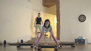 Very small tits teen chick cowgirl sex in the gym