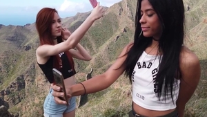 Skinny babe teasing in public