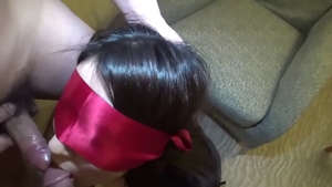 Skinny babe sucking cock