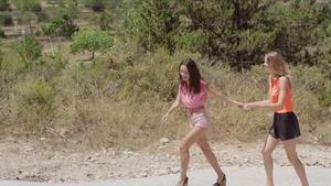 Perfect teen chick sensual kissing in public