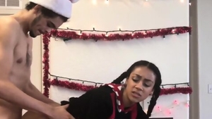 Huge tits brunette POV interracial sex