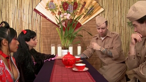 Blowjob fake tits in uniform