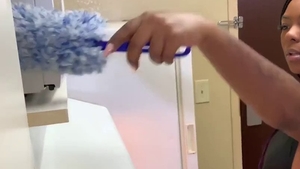 Between perfect busty ebony maid