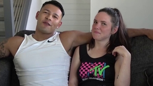 Inked perfect body teen cumshot in HD