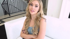 Perfect blonde hair deepthroat in HD