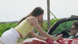 Long hair hitchhiker Aruna Aghora really enjoys deepthroat HD