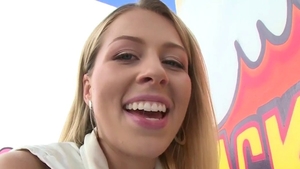 Naughty girl deepthroat in public