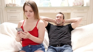 Very hot wild teen Aria Banks hardcore double blowjob HD