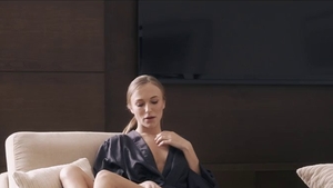 Blonde haired Antonia Sainz wearing panties caught orgasm