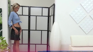 Beautiful blonde hair playing with toys