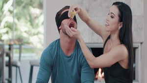 Vulgar brunette Diana Grace hardcore blindfolded dick sucking