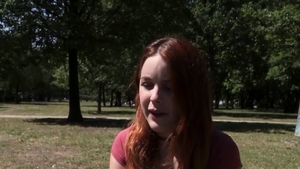 Redhead riding a dick outdoors