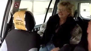 European blonde cock sucking in a taxi