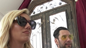 Pretty blonde reverse cowgirl