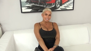 Petite Chloe Lam dick sucking on the couch