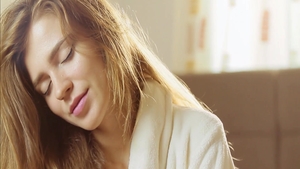 Shaved teen chick in sexy lingerie fingering solo