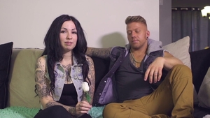 Tattooed brunette deepthroat at the audition HD