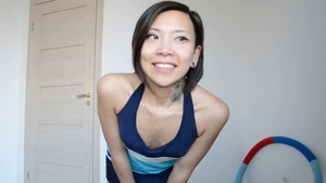 Desperate brunette in swimsuit pissing
