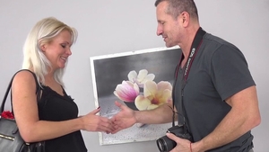 Busty blonde hair Kathy Anderson helps with nailing in HD