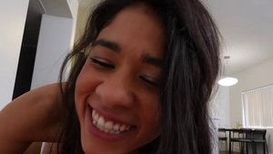 Ramming hard together with shaved brunette