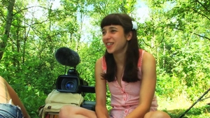 Shaved amateur sucks dick and fucks outdoors in HD