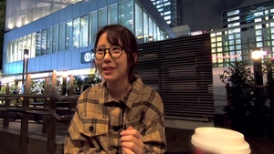 Tongue kissing amongst asian babe in glasses in hotel in HD