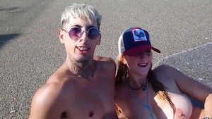 Nailing in company with large boobs spanish couple