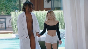 Very hot teen chick Lulu Chu sucking big black cock